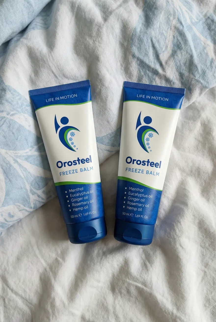 Dvě tuby Orosteel Freeze Balm na posteli, Základní kúra na 30 dní